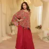 Sayuri Tamanna Red Embroidery Indo Wester Dress Silk Aura Usa