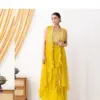 Yellow Georgette Ladies Dhoti Blouse Western Dress Silk Aura Usa