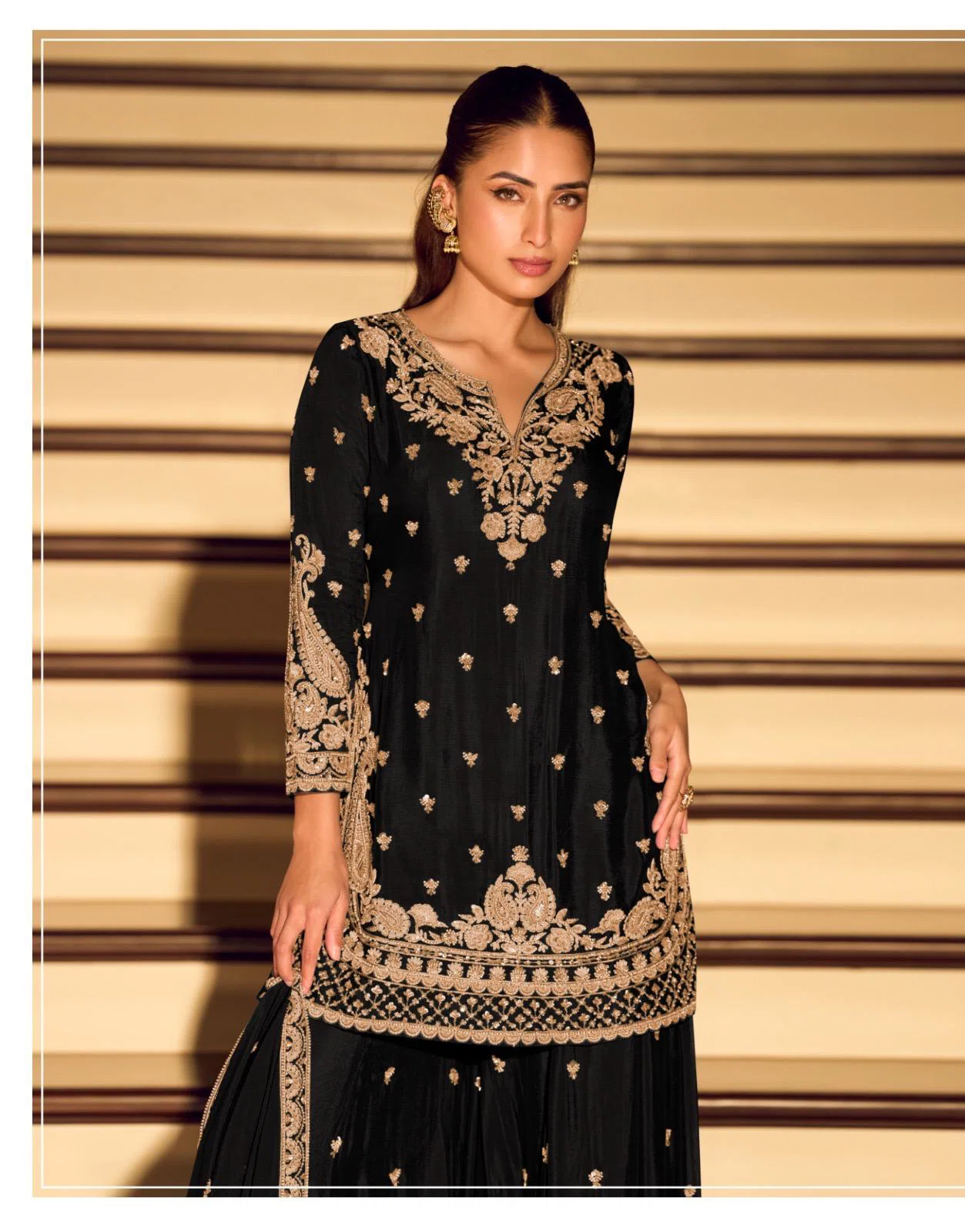 Sayuri Kanchan Pro Black Chinon Silk With Embroidered Work Salwar Kameez Silk Aura Usa
