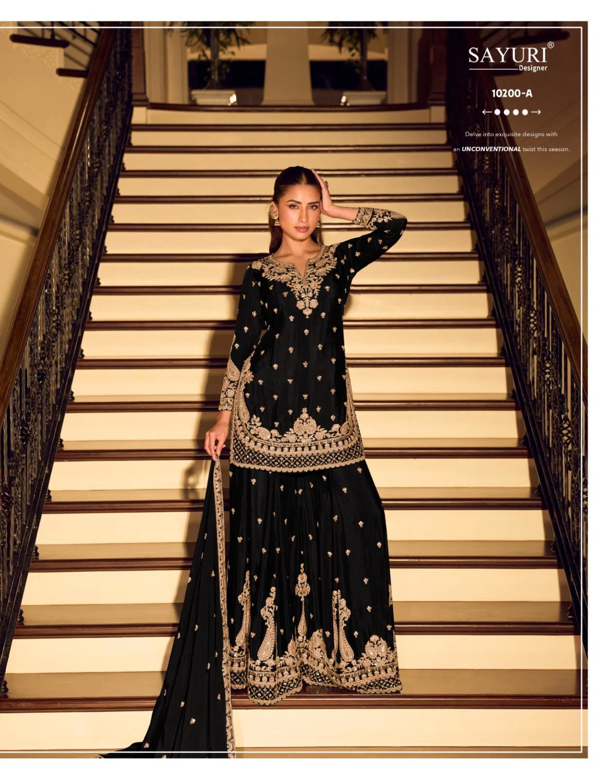 Sayuri Kanchan Pro Black Chinon Silk With Embroidered Work Salwar Kameez Silk Aura Usa