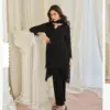 Sayuri Kajal Black Chinon Silk With Embnroidered Designer Top Bottom And Dupatta Usa