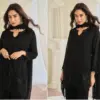 Sayuri Kajal Black Chinon Silk With Embnroidered Designer Top Bottom And Dupatta Usa