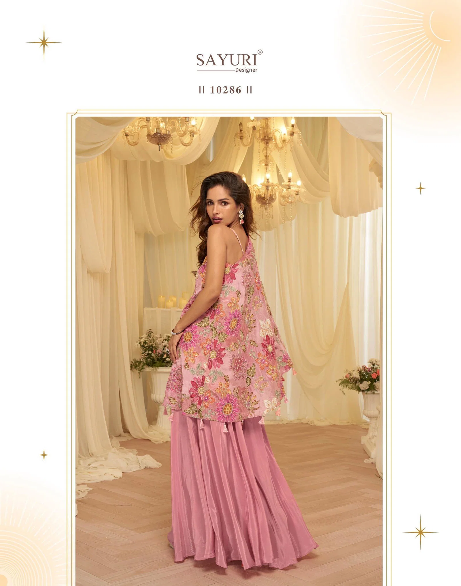 Sayuri Tamanna Pink Embroidery Indo Wester Dress Silk Aura Usa