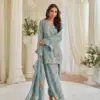 Sayuri Kajal Black Grey Silk With Embnroidered Designer Top Bottom And Dupatta Usa