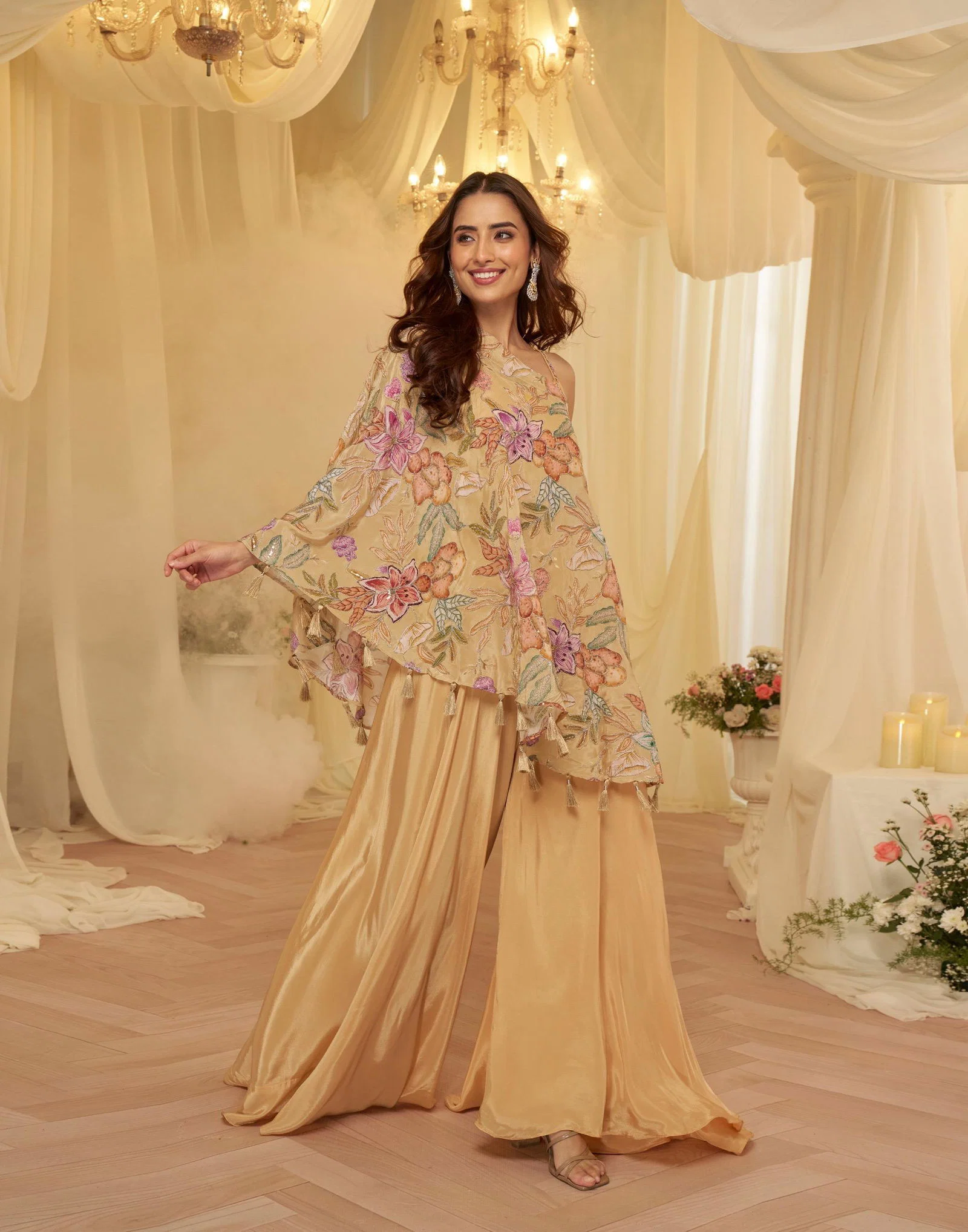 Sayuri Tamanna Gold Embroidery Indo Wester Dress Silk Aura Usa