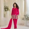 Sayuri Kajal Black Pink Silk With Embnroidered Designer Top Bottom And Dupatta Usa