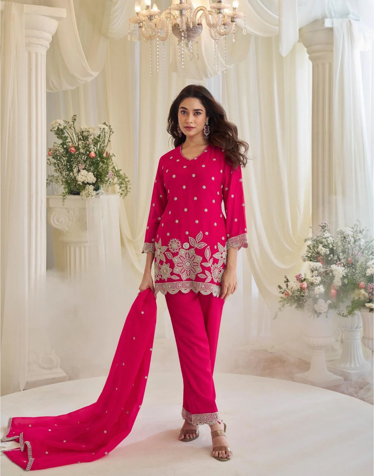 Sayuri Kajal Black Pink Silk With Embnroidered Designer Top Bottom And Dupatta Usa