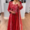 C585 Red Fox Georgette Indo Western Ladies Dress Silk Aura Usa Online