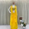 Yellow Georgette Ladies Dhoti Blouse Western Dress Silk Aura Usa