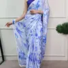 Buy WMN 7005 Satin Silk Floral Printed Saree Silk Aura Usa