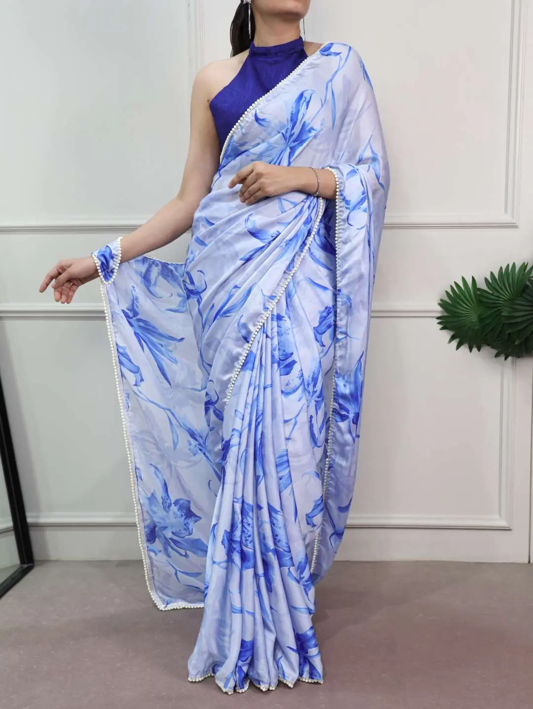 Buy WMN 7005 Satin Silk Floral Printed Saree Silk Aura Usa