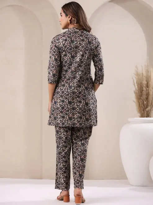Buy Beige Pure Cotton Floral Printed Co Ord Set Collection