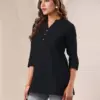 Buy Girls Black Cotton Blend Solid A-Line Top Usa