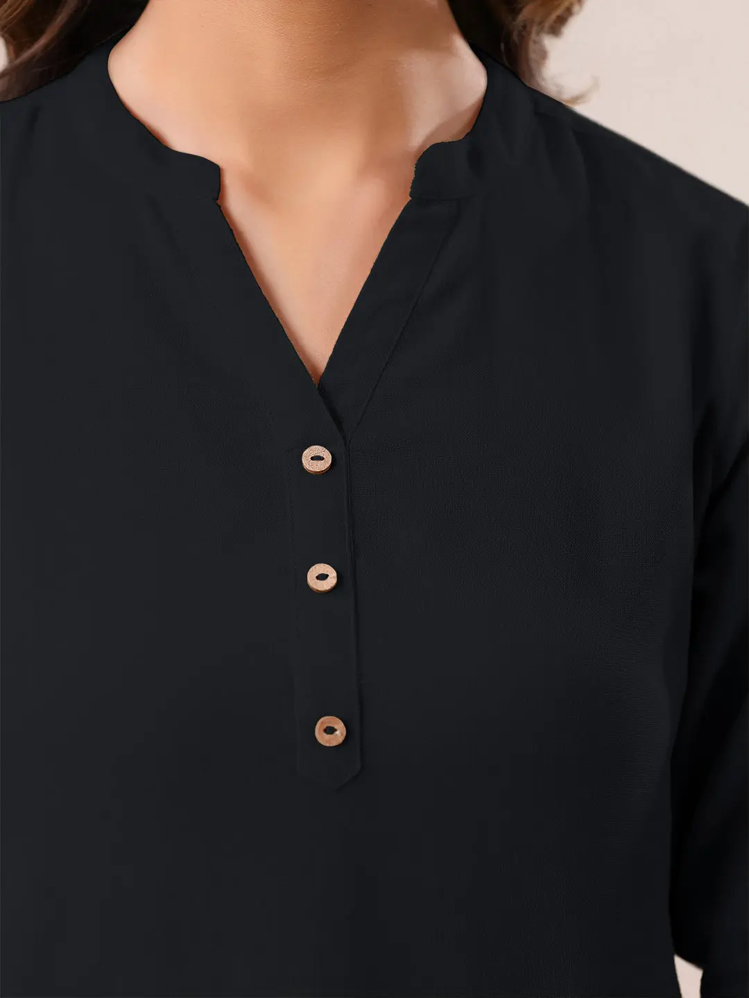 Buy Girls Black Cotton Blend Solid A-Line Top Usa
