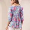 Buy Girl’s Blue Pure Cotton Floral Printed A-line Top Usa