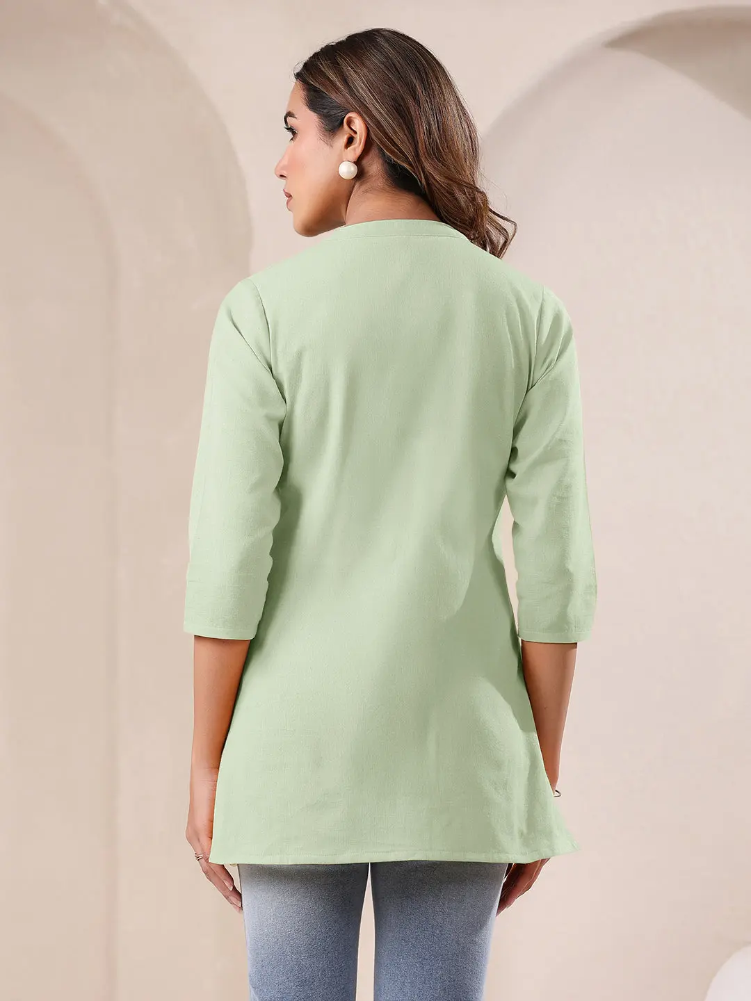 Buy Girl’s Mint Cotton Blend Solid A-Line Top Usa