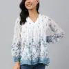 Buy Girl’s White Georgette Digital Print Flared Top Usa