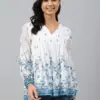 Buy Girl’s White Georgette Digital Print Flared Top Usa