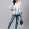 Buy Girl’s White Georgette Digital Print Flared Top Usa