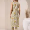 Buy Girl’s White Pure Cotton Floral Printed Straight Kurta Set Usa