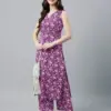 Buy Purple Pure Cotton Floral Printed Co Ord Set Silk Aura