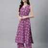 Buy Purple Pure Cotton Floral Printed Co Ord Set Silk Aura