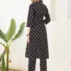 Buy Women Black Pure Cotton Floral Printed Straight Kurta Pant Set Usa