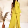 Buy Yellow Dobby Chiffon Solid Co-Ord Trading Collection