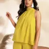 Buy Yellow Dobby Chiffon Solid Co-Ord Trading Collection