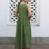 Green Cotton Long Kurti With Pant A Line Collection