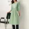Green Pure Cotton Yoke Embroidery Kurta Women Collection