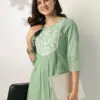 Green Pure Cotton Yoke Embroidery Kurta Women Collection
