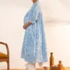 Sky Blue Cotton Floral Printed A Line Maternity Gown Collection