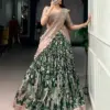 Buy WMN 1207C Tasar Silk Kalamkari Printed Embroidery Lehenga Choli Online Usa