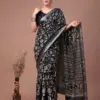 Buy WMN 7214 Black Slub Silk Saree Surat Sarees Online USA