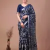 Buy WMN 7214 Blue Slub Silk Saree Surat Sarees Online USA