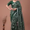 Buy WMN 7214 Green Slub Silk Saree Surat Sarees Online USA