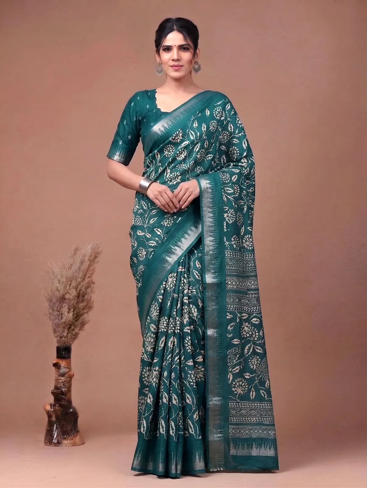 Buy WMN 7214 Rama Slub Silk Saree Surat Sarees Online USA