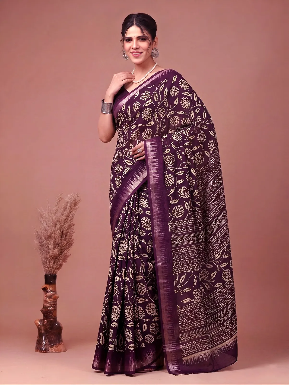 Buy WMN 7214 Wine Slub Silk Saree Surat Sarees Online USA