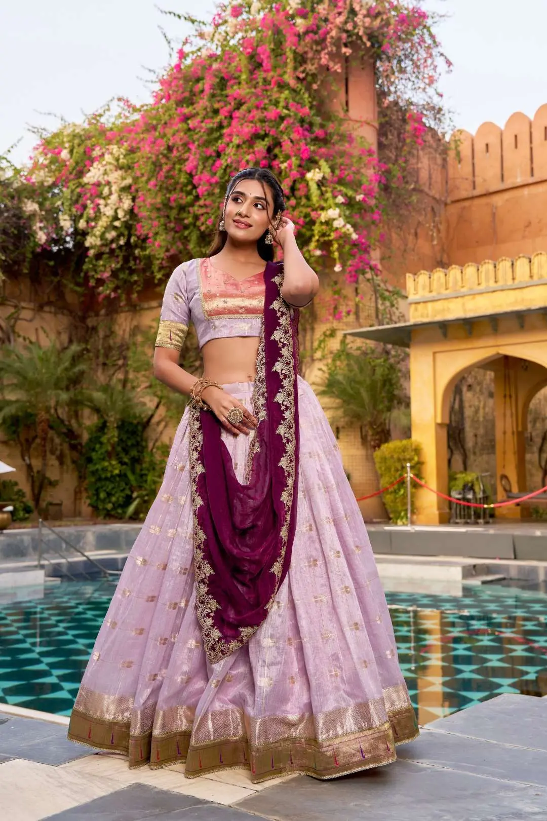 WMN 2008b Designed for Weddings & Festive Occasions Lehenga Set Combines Royal Paithani Embroidery - Usa