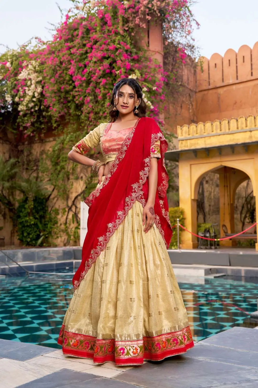 WMN 2008c Designed for Weddings & Festive Occasions Lehenga Set Combines Royal Paithani Embroidery - Usa