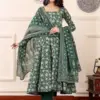 Buy Aradhna 2059 Rayon Printed Forest Green Readymade Gown Online Usa