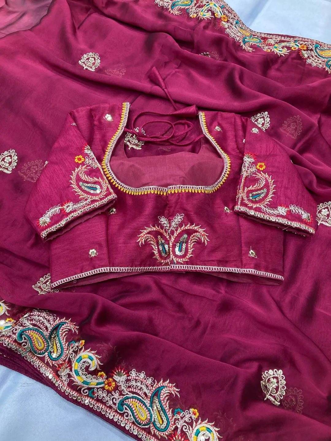 Kiara Mango Rangoli Silk Embroidery Work Saree Usa Online