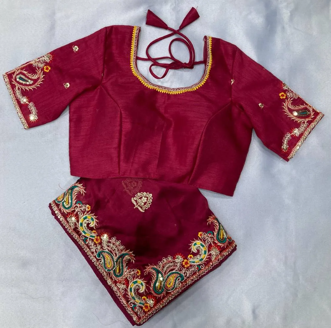 Kiara Mango Rangoli Silk Embroidery Work Saree Usa Online