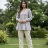 Buy Mohini 9337 Light Sky Cotton Embroidery Work Top Pant Silk Aura Usa