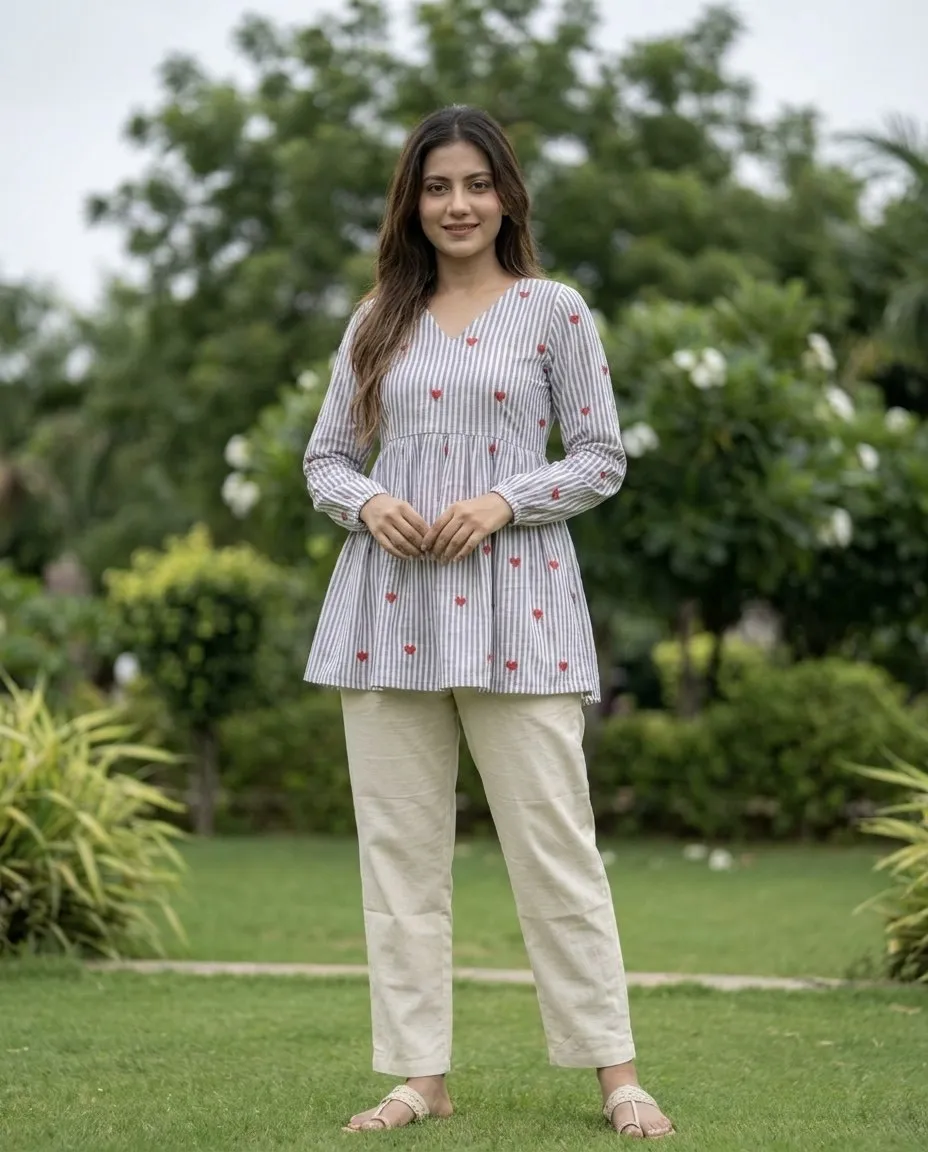 Buy Mohini 9337 Light Sky Cotton Embroidery Work Top Pant Silk Aura Usa