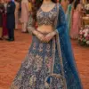 Buy Mrudangi Morni Vol 2 Real Net Blue Embroidery Bridal Lehenga Choli