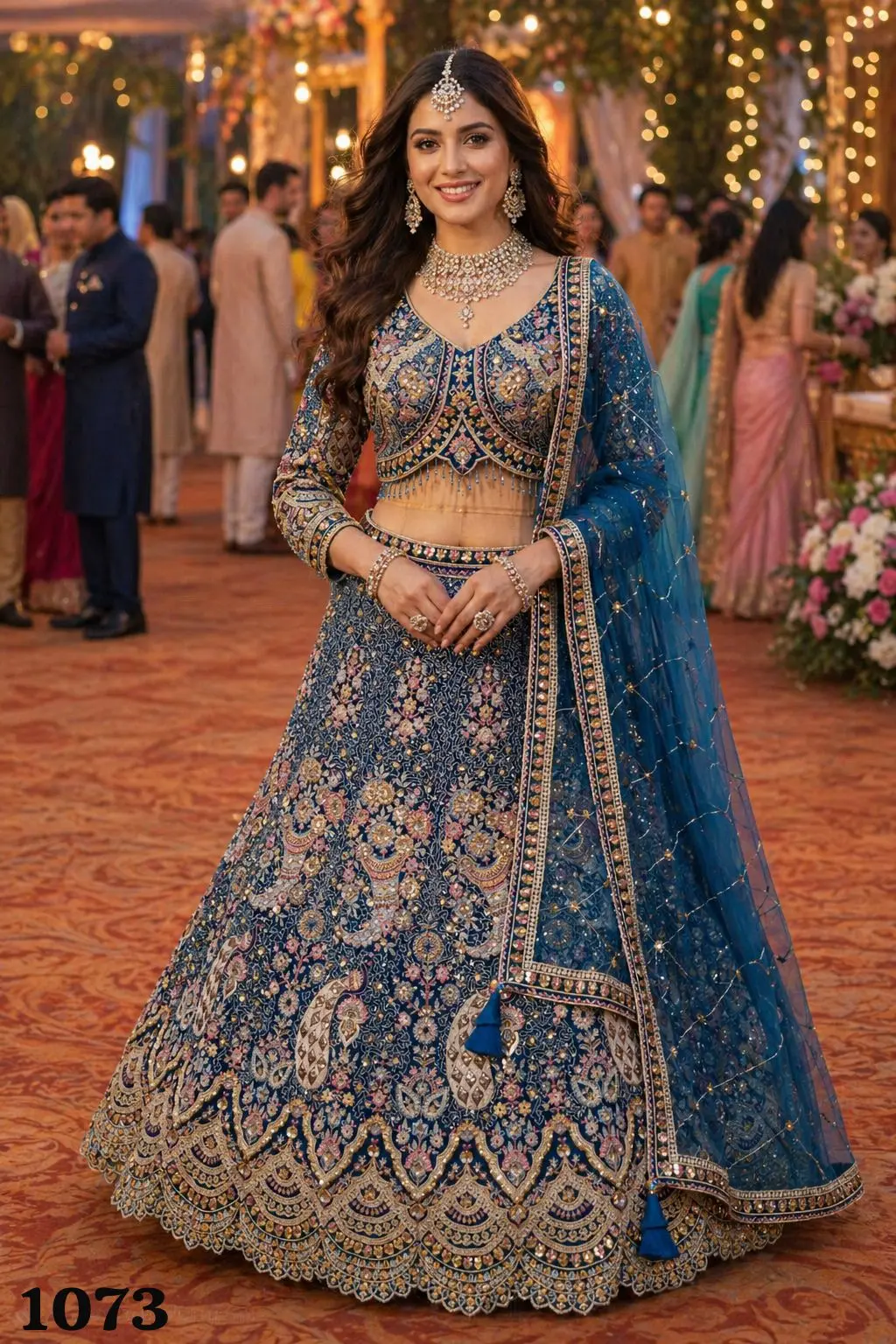 Buy Mrudangi Morni Vol 2 Real Net Blue Embroidery Bridal Lehenga Choli