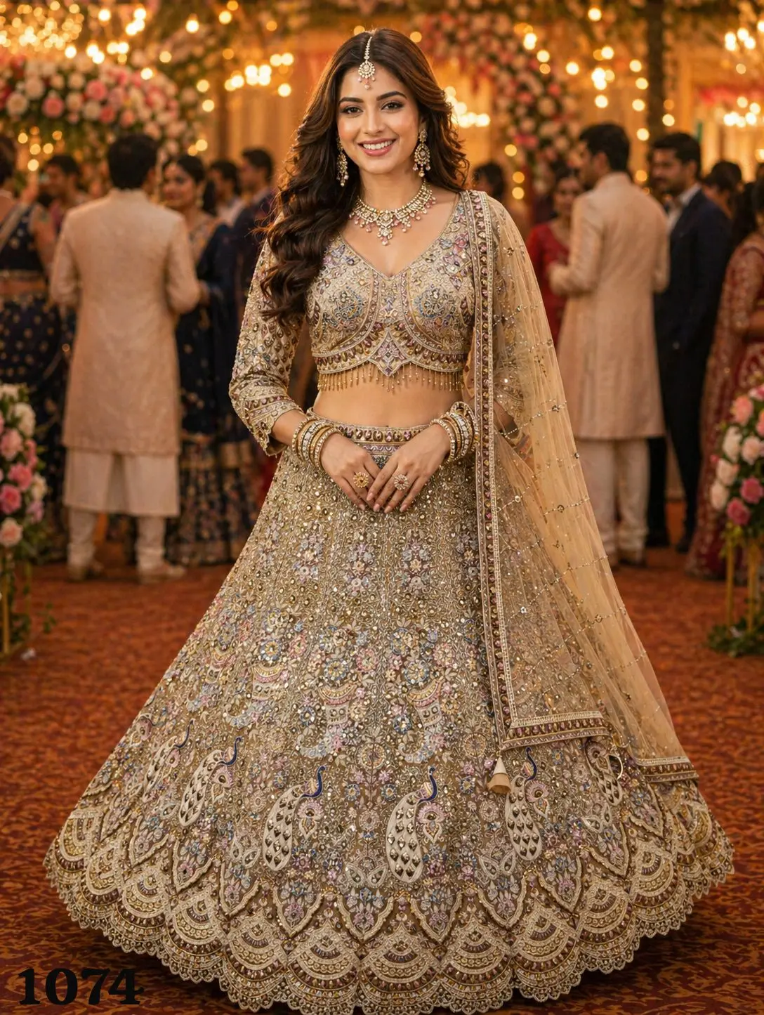 Buy Mrudangi Morni Vol 2 Real Net Peach Embroidery Bridal Lehenga Choli