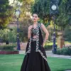 WMN 1467 Black Lehenga Choli with Soft Fendi Fabric Exquisite Embroidery Work USA